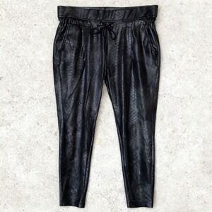 Raffaello Rossi Candice O Less Faux Leather Pants Joggers Black size 42 / US 12